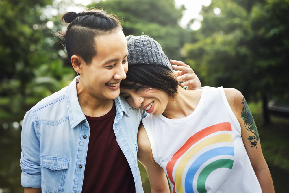 LGBT Lesbian Couple Moments Happiness Concept.